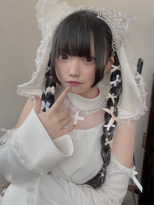 耳猫エンジェルスウェットシャツフードポケットエプロン