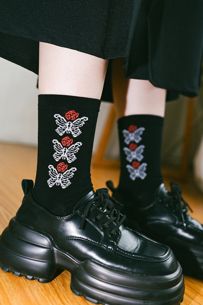 レトロミディアムバタフライブルームソックス