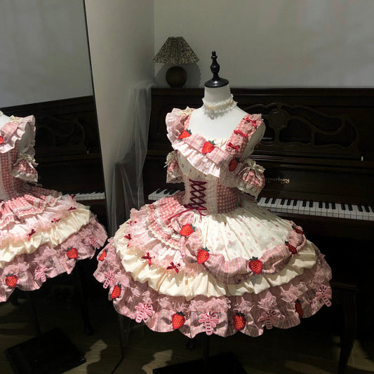 星雾玫瑰·芝士莓玫可爱草莓jsk裙子