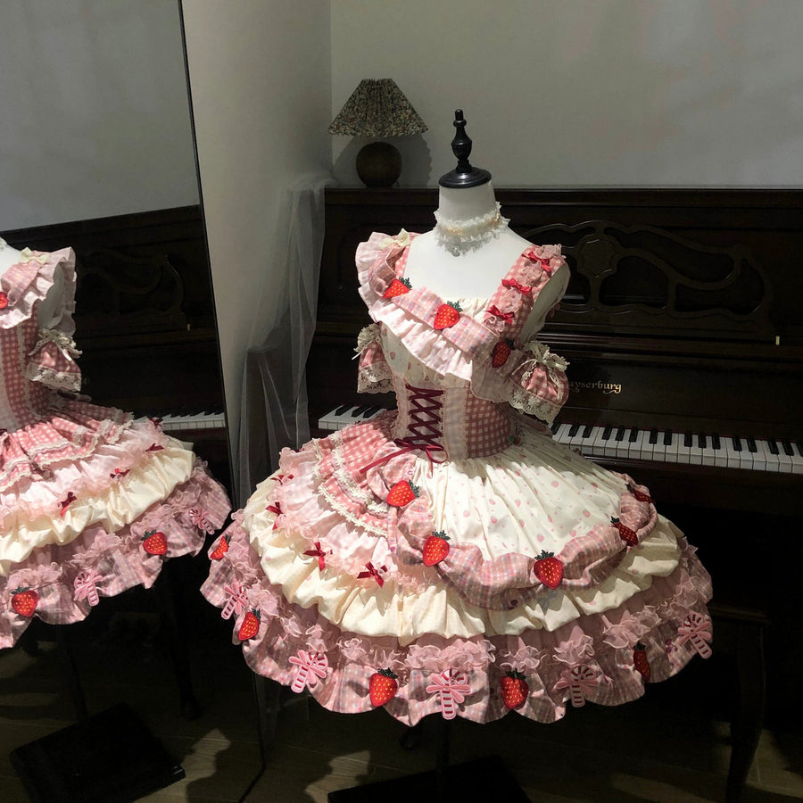 Cheesberry Rose Lolita JSK – Cute Strawberry Princess Dress | Starry Mist Rose