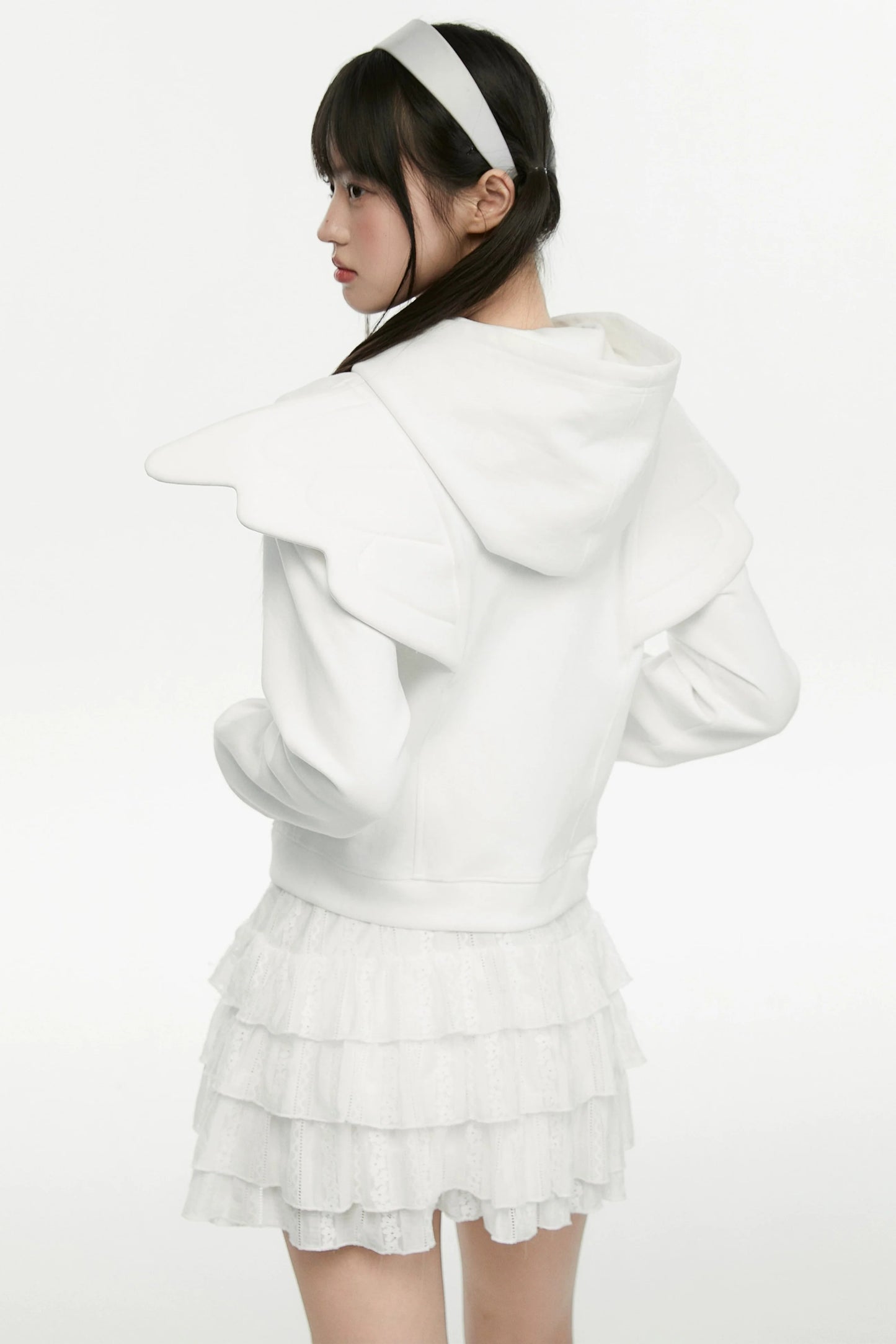 White Wings Kapuzen-Engel-Hoodie kurz