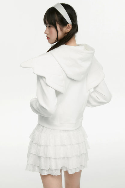 White Wings Kapuzen-Engel-Hoodie kurz