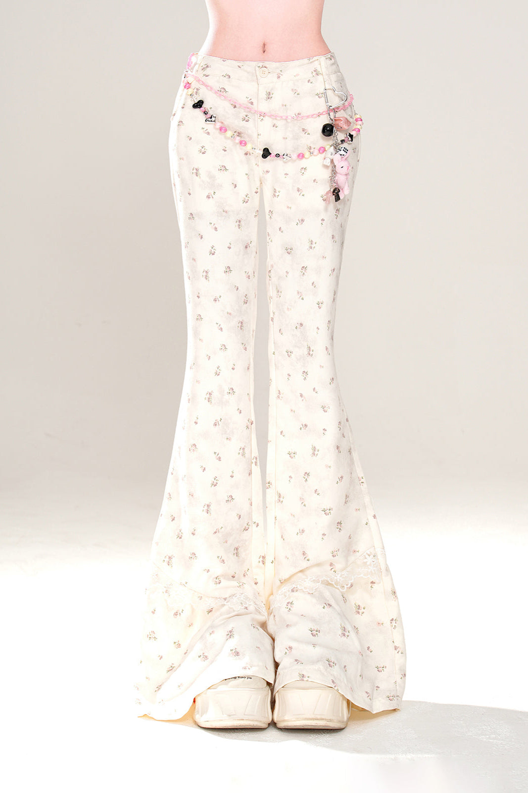 パンツ 花柄 トラウザー フレア