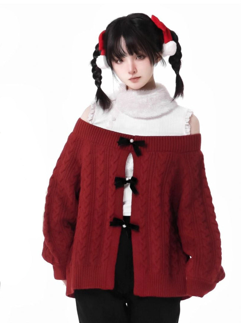 Snow Fragrance Rabbit Fur Coat Off Ward Sleve Sweater Suit