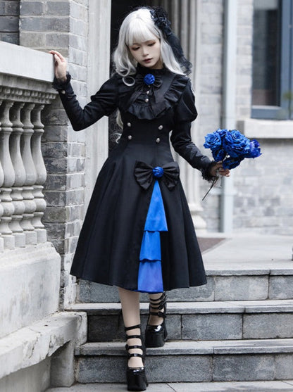 Slit Dress Big Cloak Frilly Ruffle + Gothic