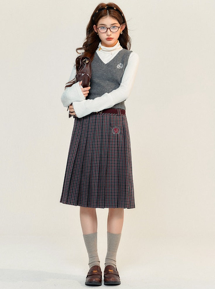 ワンベストネックニットトップスタイルポイントカレッジ