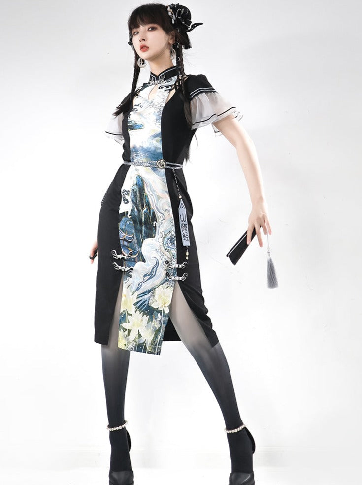Slit Art China Kleid