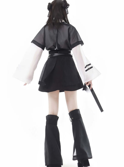 スリムな黒のチャイナスーツ、新しいホワイトデザインのウエスト