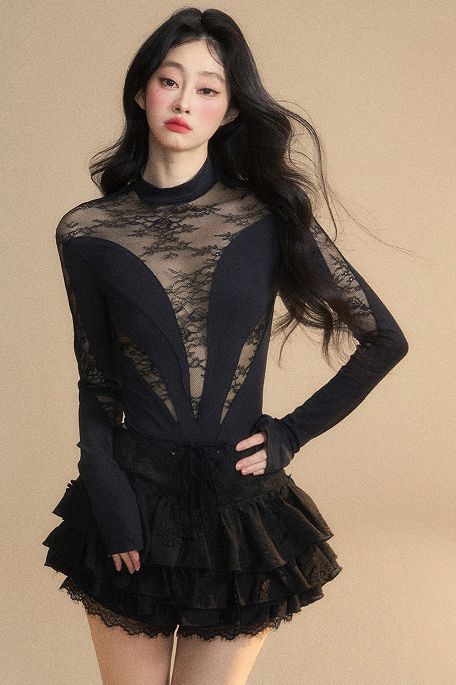 Tight Chic Black Reservations Top Lace Sheer