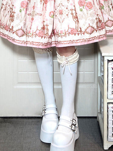 Gothic Round Retro Platform Toe Shoes Matte Punk Lace