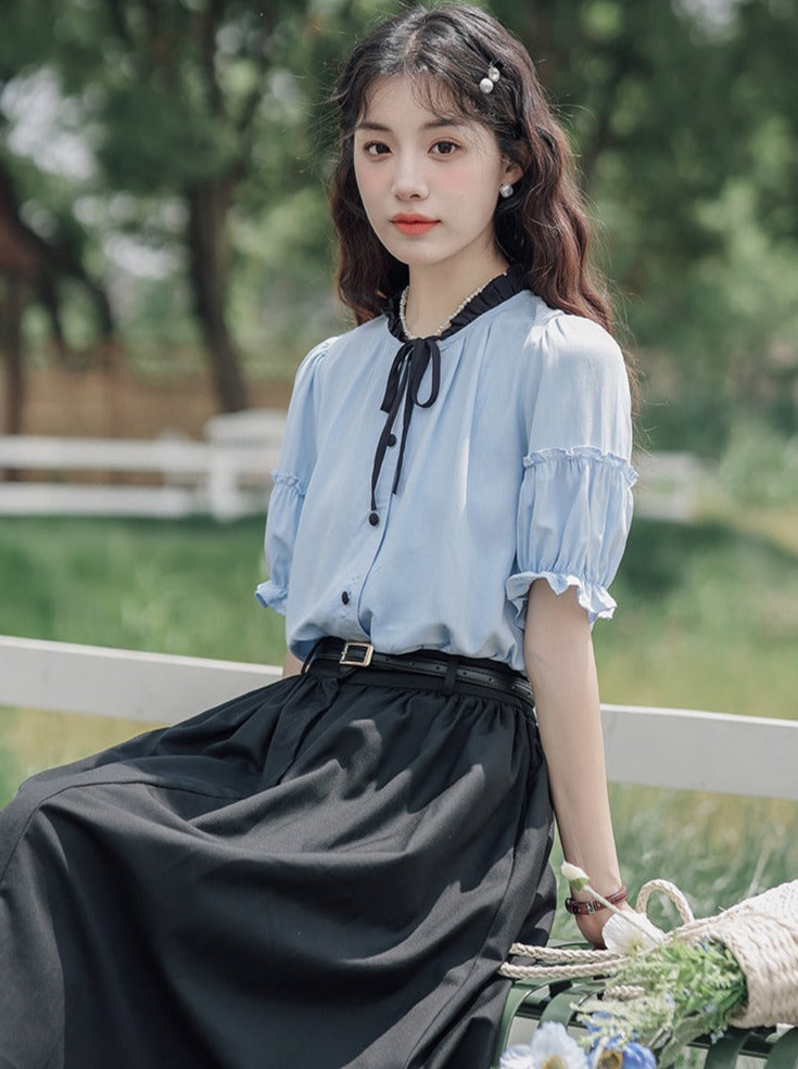 Lce Flared Long + Rock Shirt Retro Sommer Blau