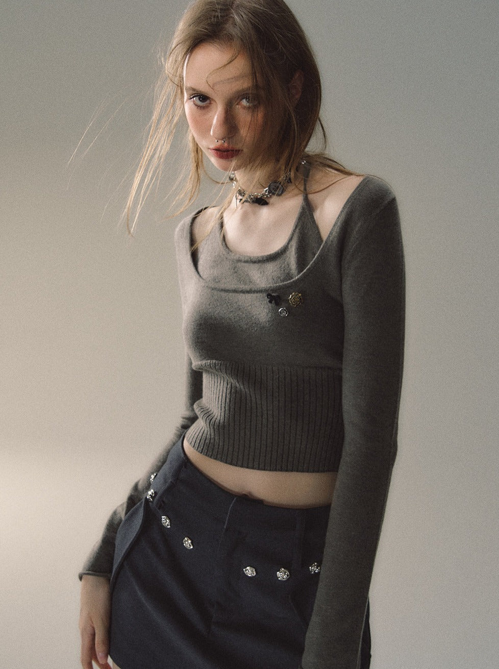 Zweiteiliges Neckholder-Top mit Rim-Ausschnitt