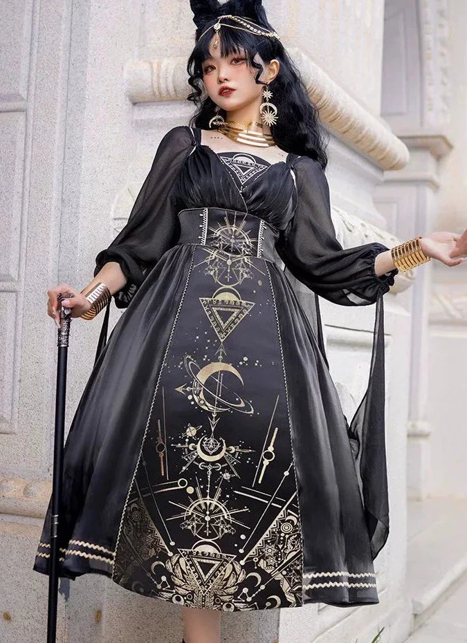 フルスリーブモデル シースルーショートヤーンドレス ショルダー + サス + ナイトメアホルス