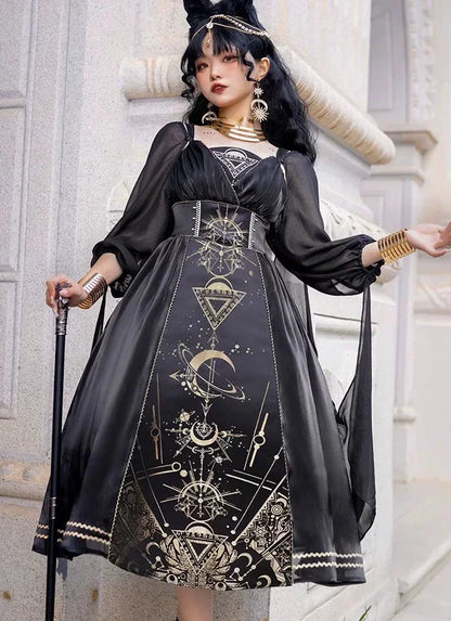 フルスリーブモデル シースルーショートヤーンドレス ショルダー + サス + ナイトメアホルス