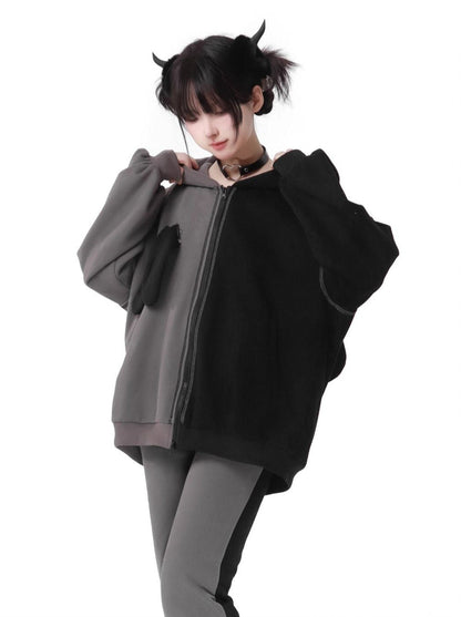 Parker-Hosenrock mit kontrastierendem Reißverschluss und Hasenohren