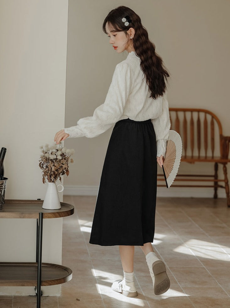 Spitze China Französisch Rock Shirt Schlitz Retro