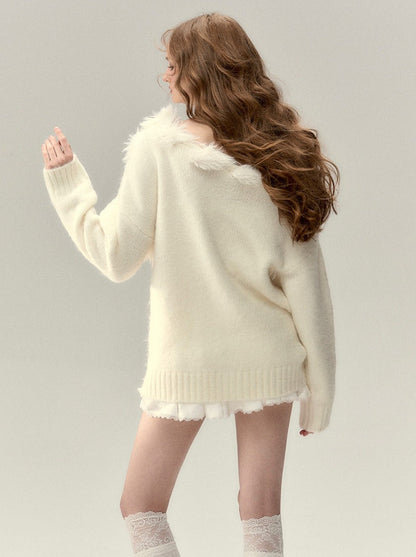 ワンショルダーニットケーブル+ケーブルカーディガン