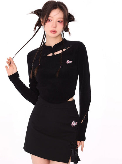 チャイナショートタイトトップ