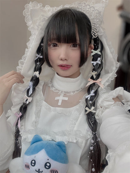 耳猫エンジェルスウェットシャツフードポケットエプロン