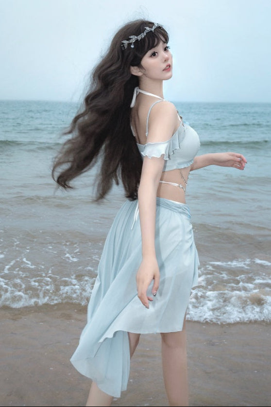 Light Split Mermaid Swimsuit Blue Set