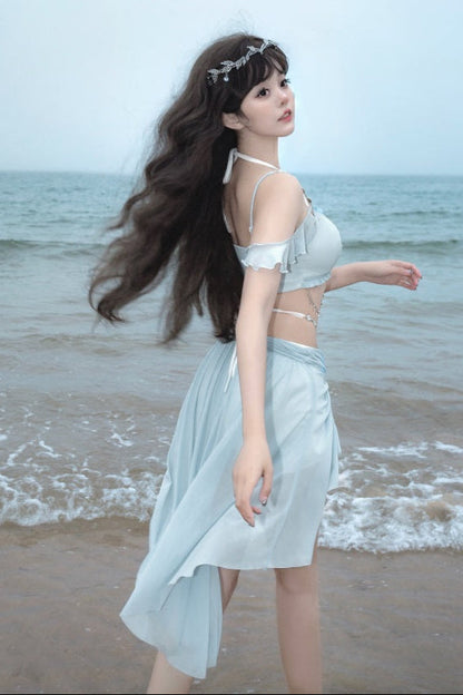 水着 ブルー マーメイド セット スプリット ライト