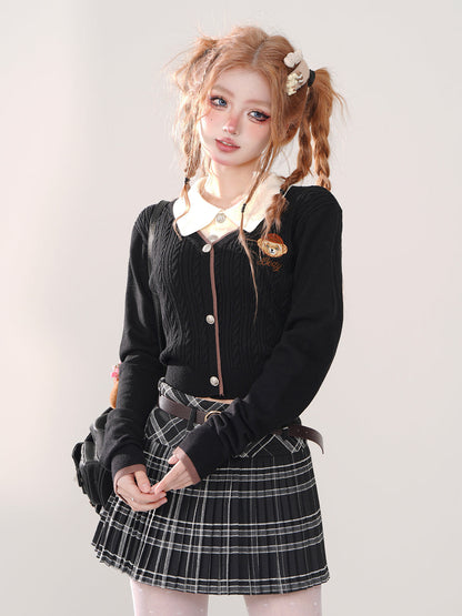 Collar Sunny Faux Polo Zweiteiliger Strick-College-Bär