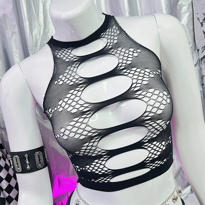 Y2K Punk Goth Rivet Metal Chain Suspender Vest Corset