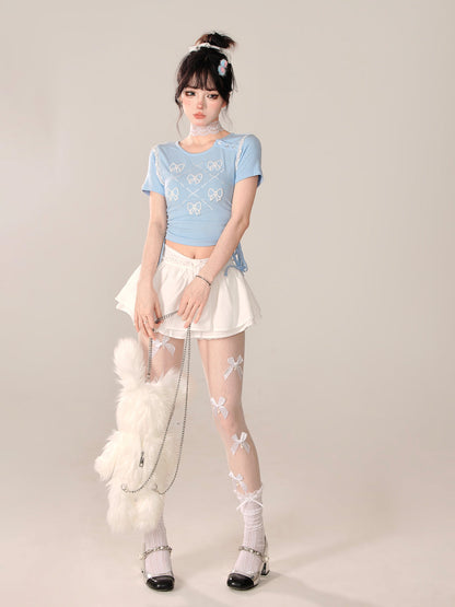 Süßes, schmales Top mit Schleife und kurzer Passform