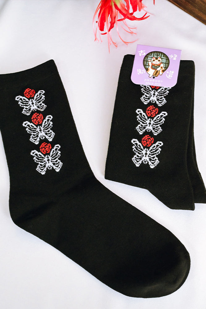 レトロミディアムバタフライブルームソックス