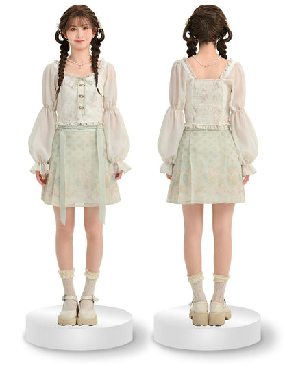 シフォンライトチャイナグリーンフローラルセットアップ