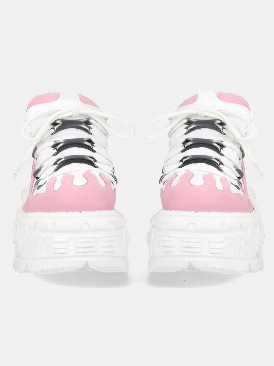 Punk Kontrast Sneaker Plattform Straße Metall Farbe