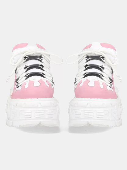 Punk Kontrast Sneaker Plattform Straße Metall Farbe
