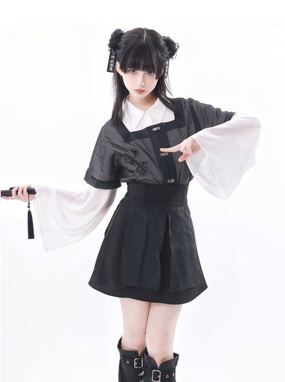 スリムな黒のチャイナスーツ、新しいホワイトデザインのウエスト