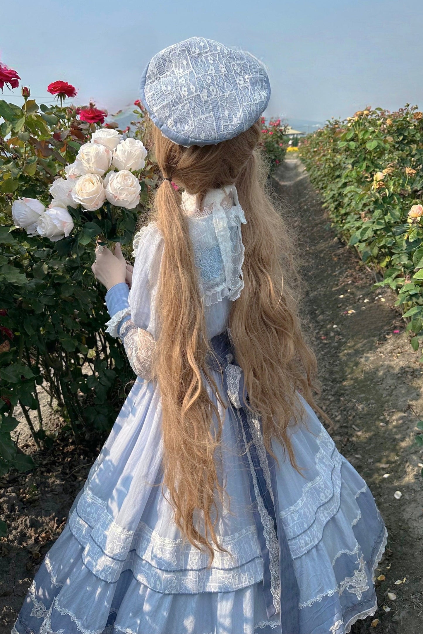 Stickerei Reservierungen Lolita Süßes Kleid Blau