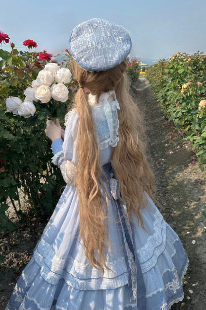 Stickerei Reservierungen Lolita Süßes Kleid Blau