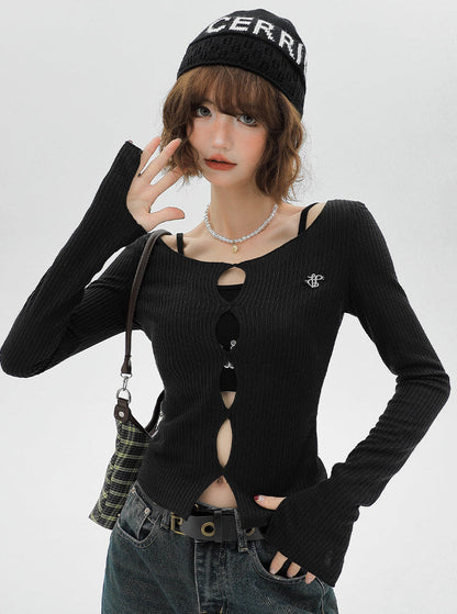 American Split Knit Camisole Top Short + Two-piece