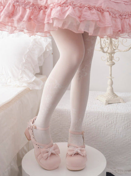 Shoes Mid Round Elegant Lolita Toe Heel Ribbon Sweet
