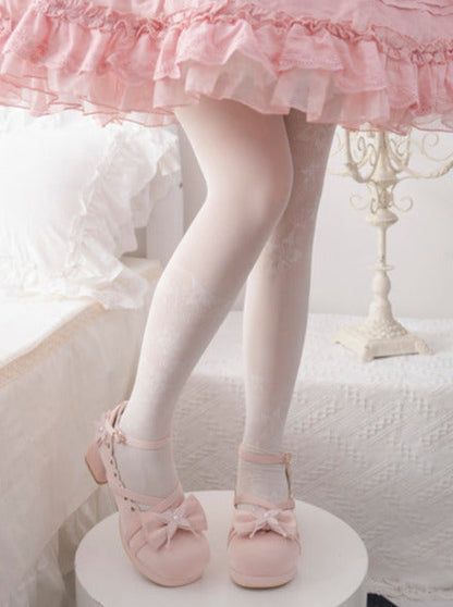 Shoes Mid Round Elegant Lolita Toe Heel Ribbon Sweet
