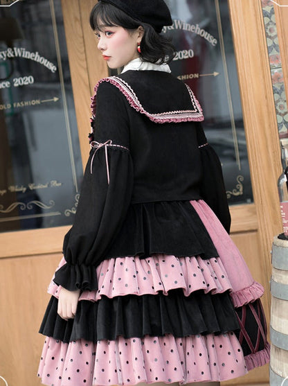 Dress Short + Lolita Jacket Asymmetrical Frilled