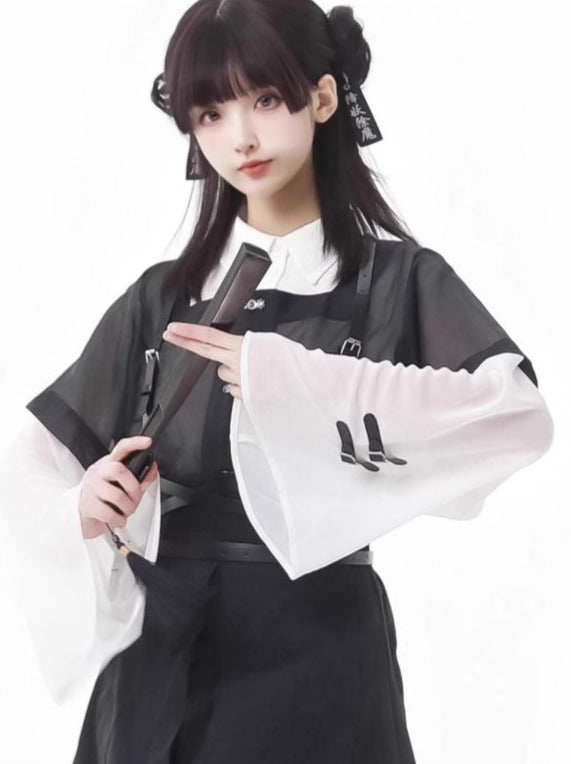 スリムな黒のチャイナスーツ、新しいホワイトデザインのウエスト