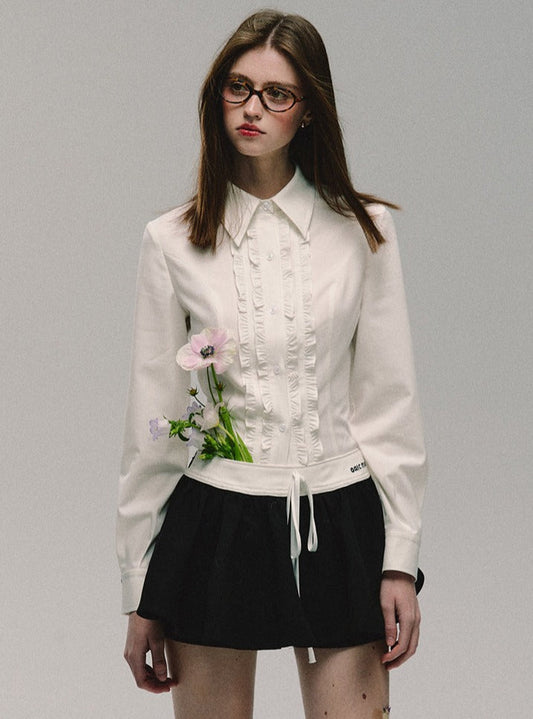 フリルデザインセンターシャツ ウェストマーク