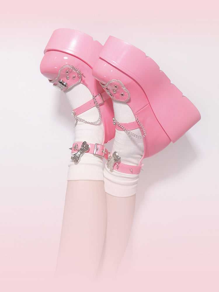 プラットフォームリベットパンクボーンミレニアムシューズ