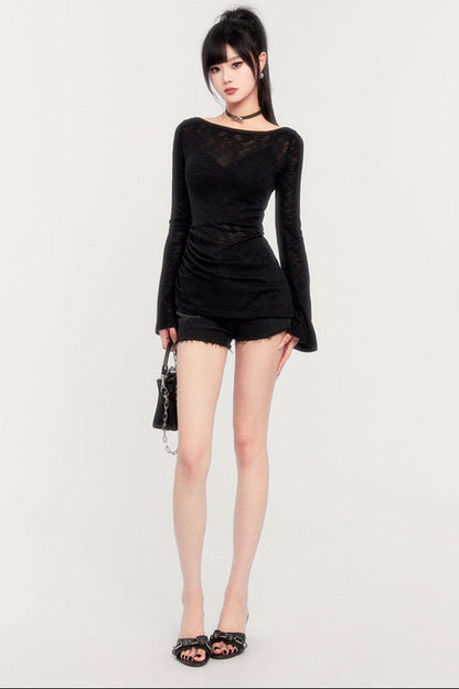 トップブリージーカバーアップアシンメトリークリーン