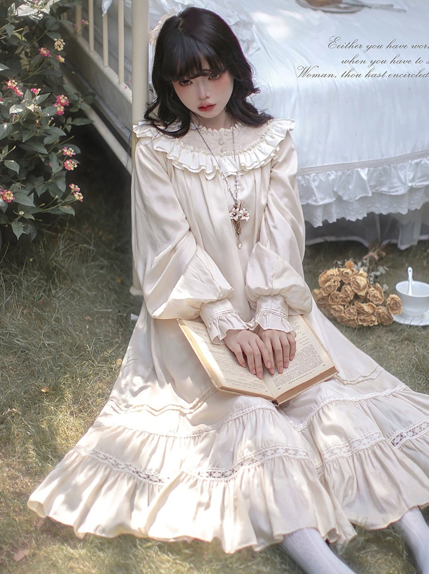 Lace French Retro Tencel Dress Elegant Freesia