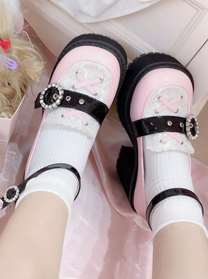 Punk Round Toe Strap Platform Shoes