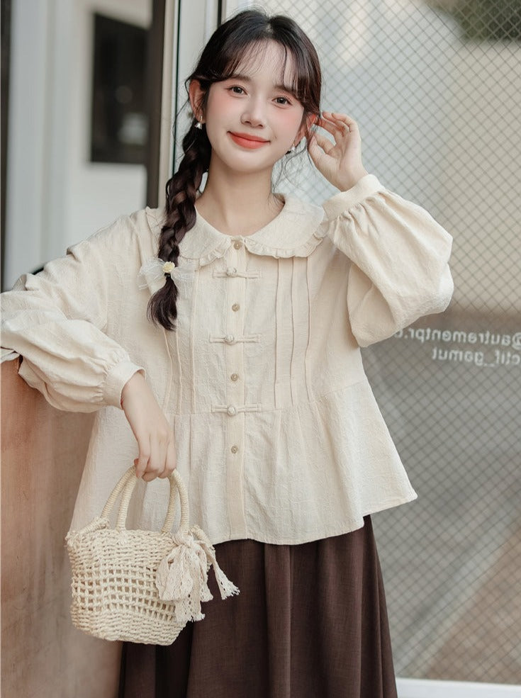 襟付きチャイナブラウスドールレース