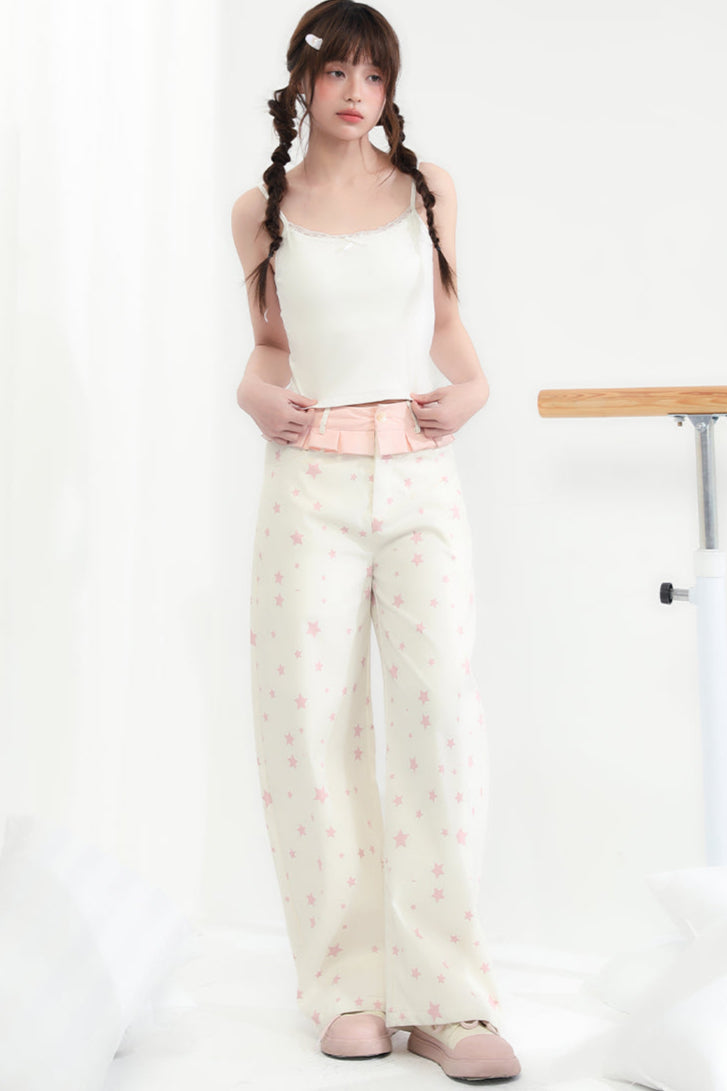 Tube Leg Shake Pants Lace Head Wide