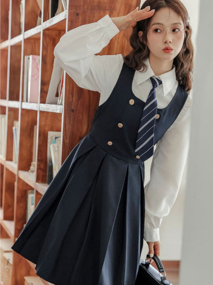 Retro Dress Bottled Shirt Style College American