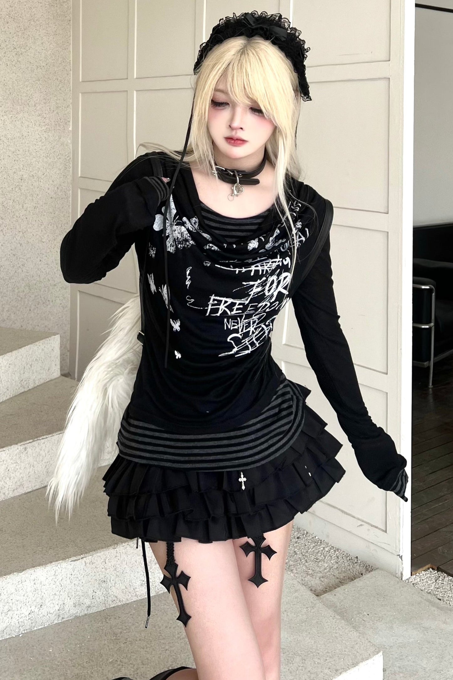 Slim Top Fit Print Butterfly