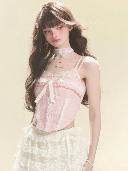 Camisole Tops Spitze Rüschen